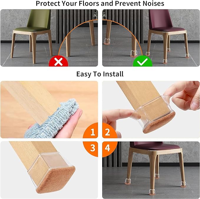 Ezprotekt 24 Pcs Clear Square Chair Leg Floor Protectors - Image 7