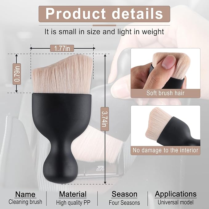 GaRhomxy Car Detailing Brushes, Car Interior Dust Sweeping Soft Brush, Soft - Image 2