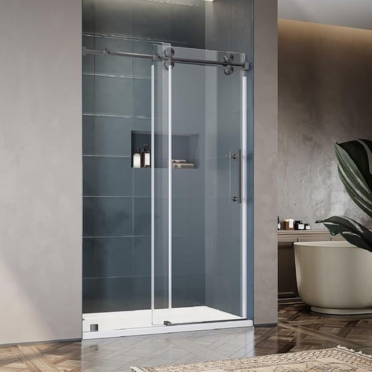 46-49 Inch x 80 Inch Sliding Frameless Shower Door, 3/8" Tempered Glass by UNIKOOSHOWERDOOR