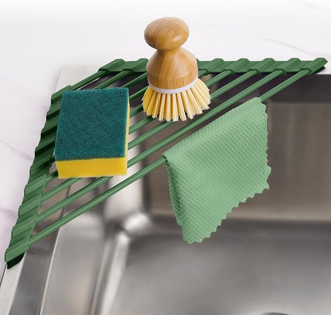 Tomorotec Compact Silicone-Coated Triangle Dish Drying Rack by Tomorotec