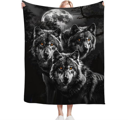 Wolf Throw - Animal Fleece Blanket for Girls, Women, Men & Boys - Soft, Warm & Cozy - 50"x40"