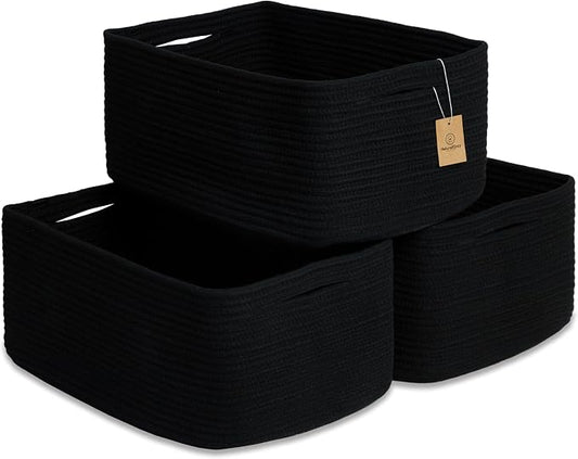 NaturalCozy Storage Baskets 16.8”x13”x7.6” Cotton Rope Woven Baskets by NaturalCozy