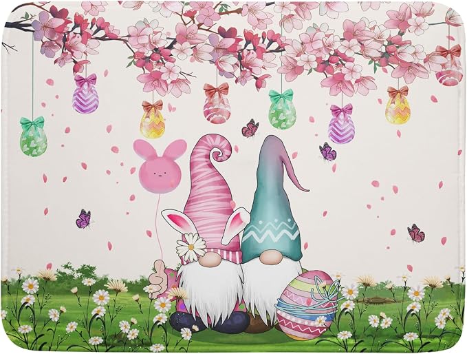 Giwawa Easter Gnome Dish Drying Mat Floral Eggs Bunny Kitchen Drainer Mat 18x24 by Giwawa