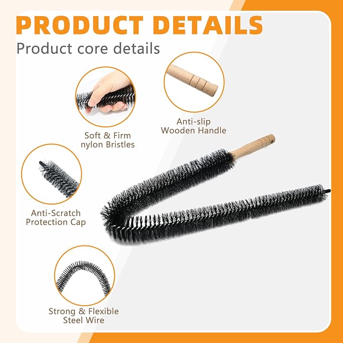 Fridge Coil Cleaning Brush, 29.5Inch Long Handle Coil Brush - Image 3