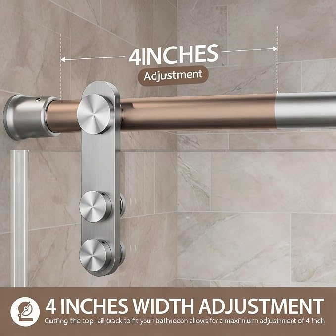 56-60" W x 75" H Frameless Shower Door, Sliding Shower Glass Door - Image 6