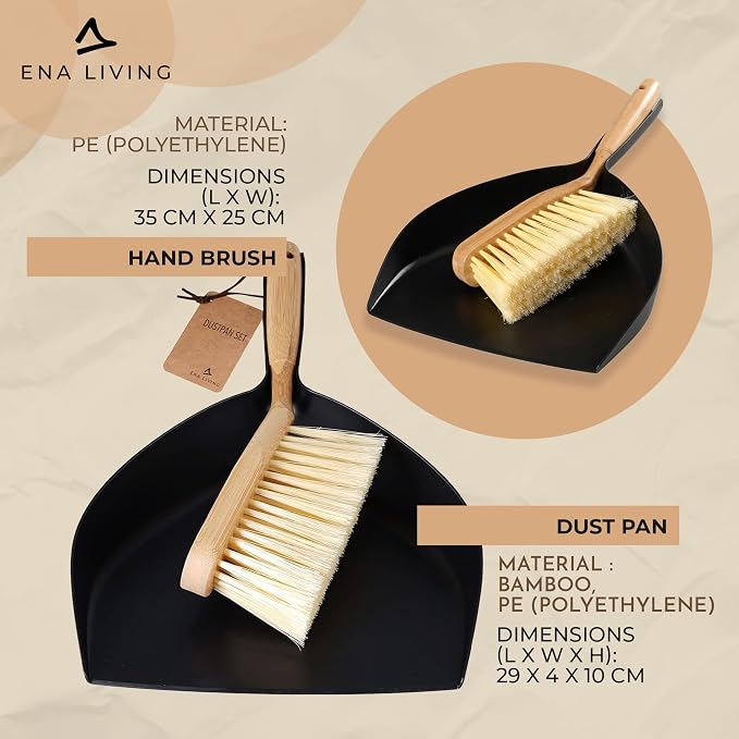 Bamboo Dust Pan & Brush Set, Portable Dustpan & Brush, Sturdy & Effective Dust - Image 4