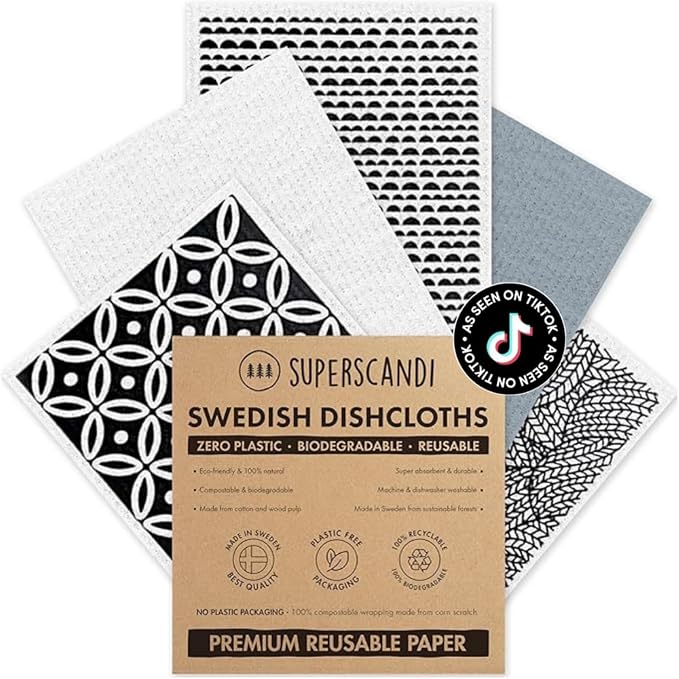 SUPERSCANDI 5 Pack Swedish Dishcloths by SUPERSCANDI