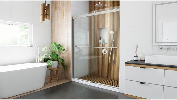 DreamLine Sapphire 56-60 in. W x 76 in. H Semi-Frameless Bypass Shower Door in - Image 2
