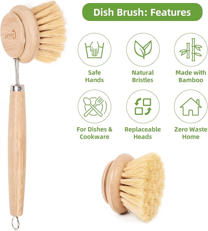 Bamboo Scrub Brush with Handle - Image 6