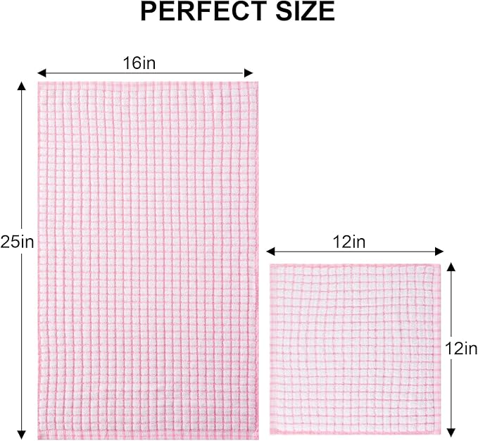 Kitinjoy Cotton 16 Pack Kitchen Towels and Dishcloths Sets, 16 x 25 Inch & 12 X - Image 6