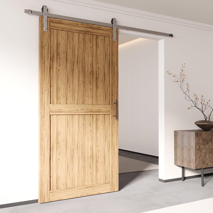 Homacer Brushed Nickel Non-Bypass Sliding Barn Door Hardware Kit, by HOMACER