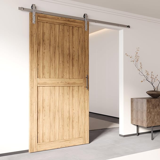 Homacer Brushed Nickel Non-Bypass Sliding Barn Door Hardware Kit, by HOMACER