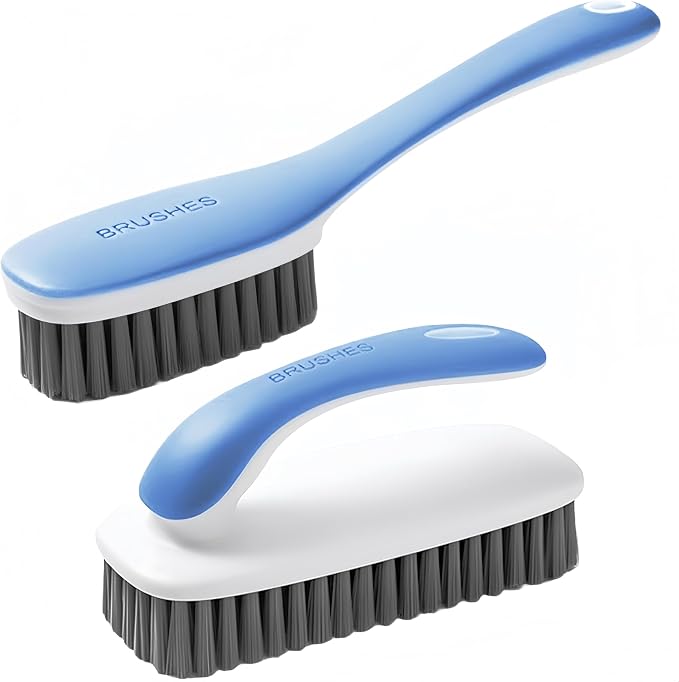 Scrub Brush for Stains-2 Pack Fabric Cleaning Brush, Laundry Stain Remover Brush by Ganganmax