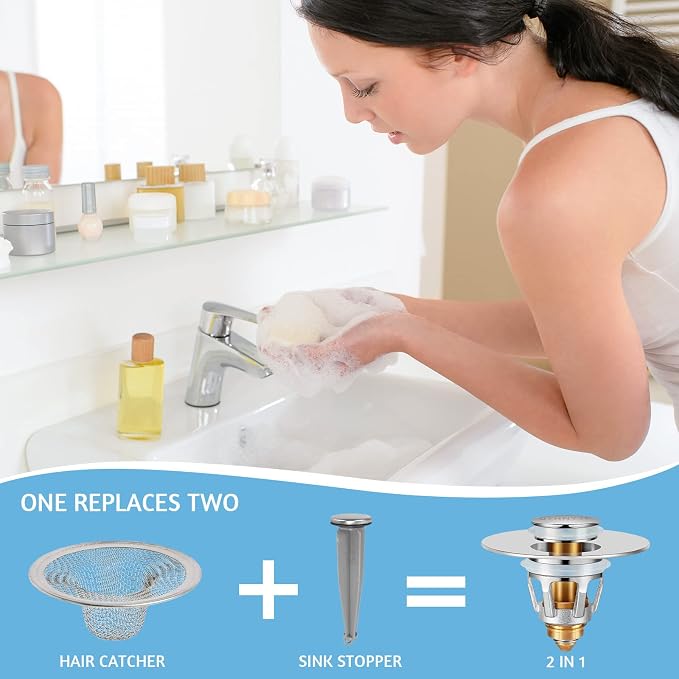 2Pcs Bathroom Sink Stoppers ，Pop Up Drain Stopper - Image 7