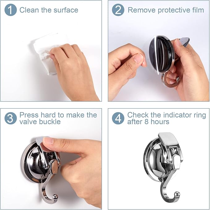 Suction Cup Hooks for Shower, Glass Door, Tile – Loofah, Bath Robe Hook Holder - Image 6