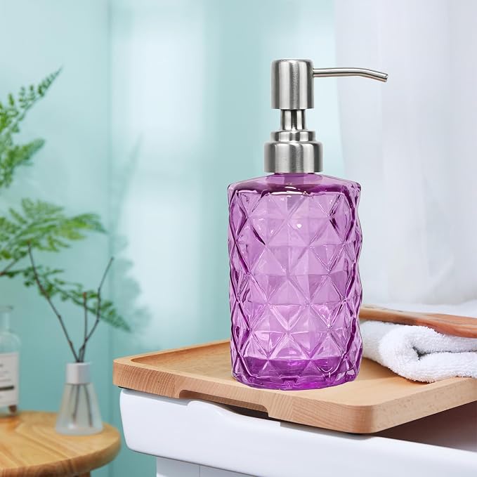 12Oz Purple Glass Soap Dispenser - Image 4