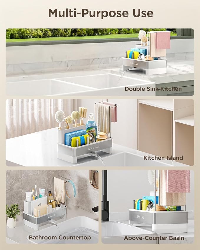 Nacial Sponge Holder for Kitchen Sink, Sink Caddy Organizer - Image 7