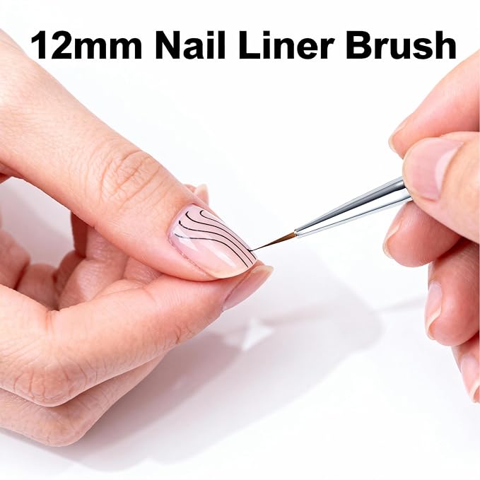 12mm Nail Liner Acrylic Brush for French Tips-Precision Striper Brush for Nail - Image 3