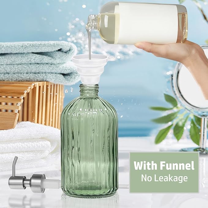 14Oz Green Soap Dispenser Bathroom, Refillable Dish Soap Dispenser - Image 5