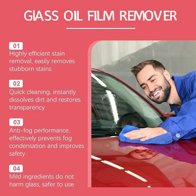 2 Pcs Glass Oil Film Remover for Car, Glass Emulsion Cleaner, Removes Oil Film - Image 4