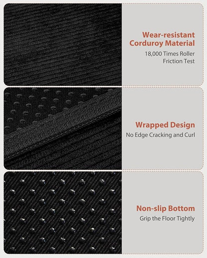 Blvornl Office Chair Mat for Hardwood Floor and Low Pile Carpet, 47" x 60" Corduroy Surface Desk Rolling Chair Mat for Hard Floors, Heavy Duty Carpeted Floor Protector Rug for Home Office, Black