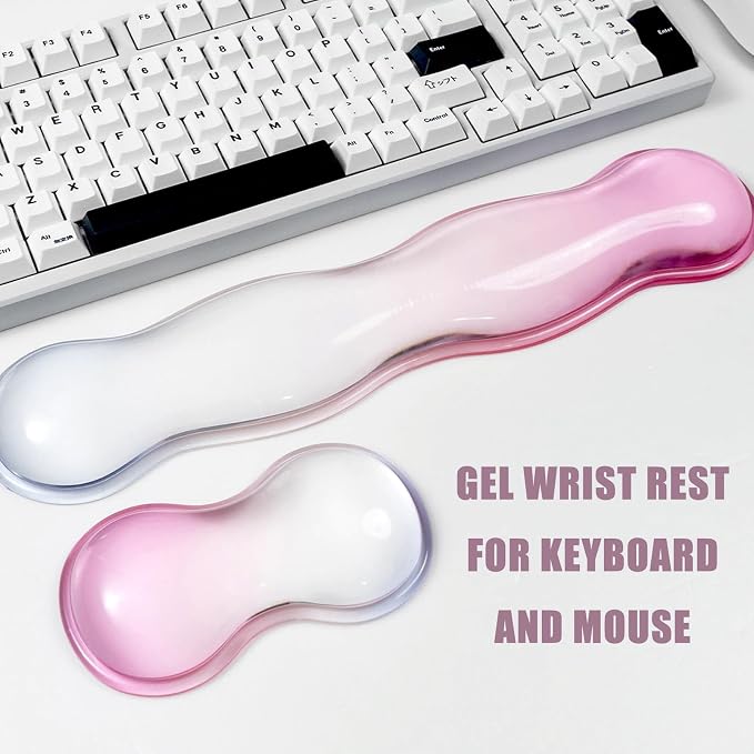 Ergonomic Gel Keyboard and Mouse Wrist Rest Set – Clear Wrist Rest - Image 4