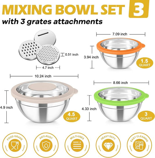 TeamFar Mixing Bowls, For Kitchen Mixing/Baking/Storing/Prepping, Visible & - Image 2