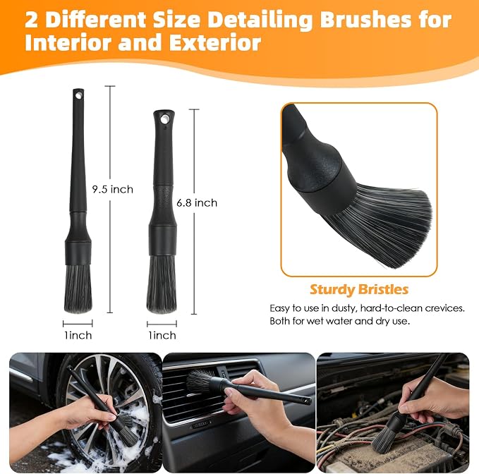 6PCS Car Rim Brushes for Cleaning Wheels, Car Detailing Cleaning Wash Brush Set - Image 5