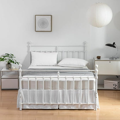 Queen Bed Skirt, Pleated Waffle Weave Bed Skirt with Split Corners, Tailored Dust Ruffle 12 Inch Drop Easy Fit, Machine Washable (White, Queen - 12" Drop)