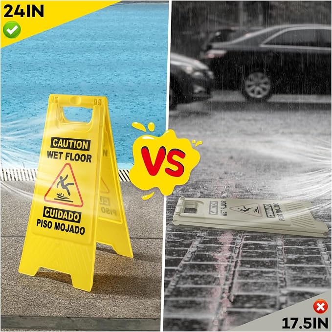 XPCARE 24 Inches Caution Wet Floor Sign, A Frame Safety Wet Floor Signs - Image 6