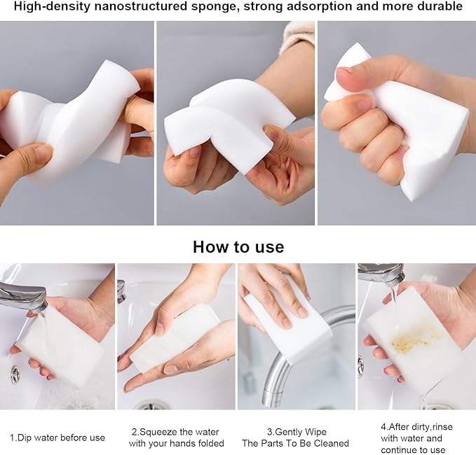 50 Pack Extra Thick Multi-Purpose Melamine Sponge, Magic Sponge Eraser - Image 6