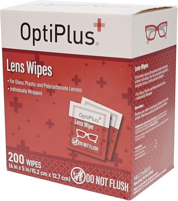 OptiPlus Eyeglass Lens Wipes l Pre-Moistened l Cleaning Wipes by OptiPlus