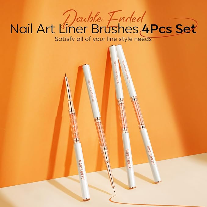 modelones Nail Art Brushes, Super Fine Liner Nail Brush Kit Dual-ended - Image 2