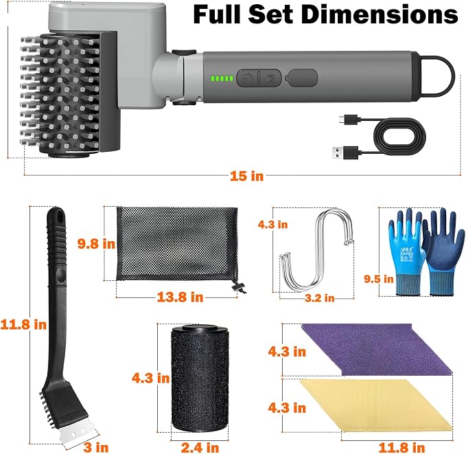 Electric Grill Brush Cleaner for Outdoor, 150Mins BBQ Grill Cleaner - Image 6
