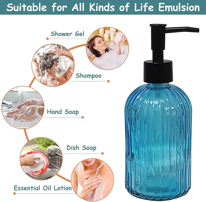 Blue Glass Soap Dispenser Set - Image 4