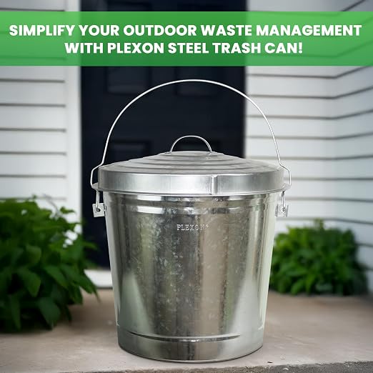 Plexon 10 Gallon Metal Trash Can - Image 7
