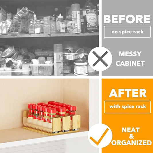 SpaceAid Bamboo Pull Out Spice Rack Organizer - Image 2
