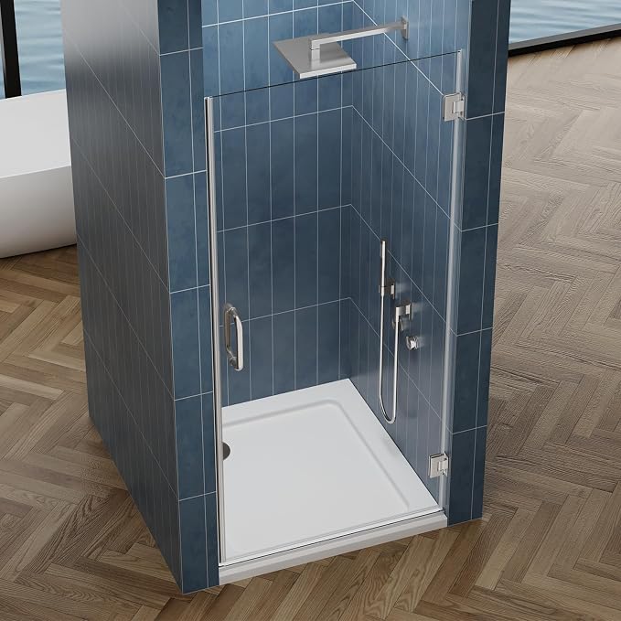 Framelss Hinged Shower Door, 3/8" Tempered Glass - Image 4