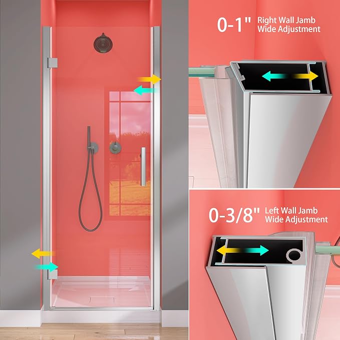 GETPRO Frameless Shower Door Pivot 30 in. W x 72 in. H Swing Single Small - Image 3