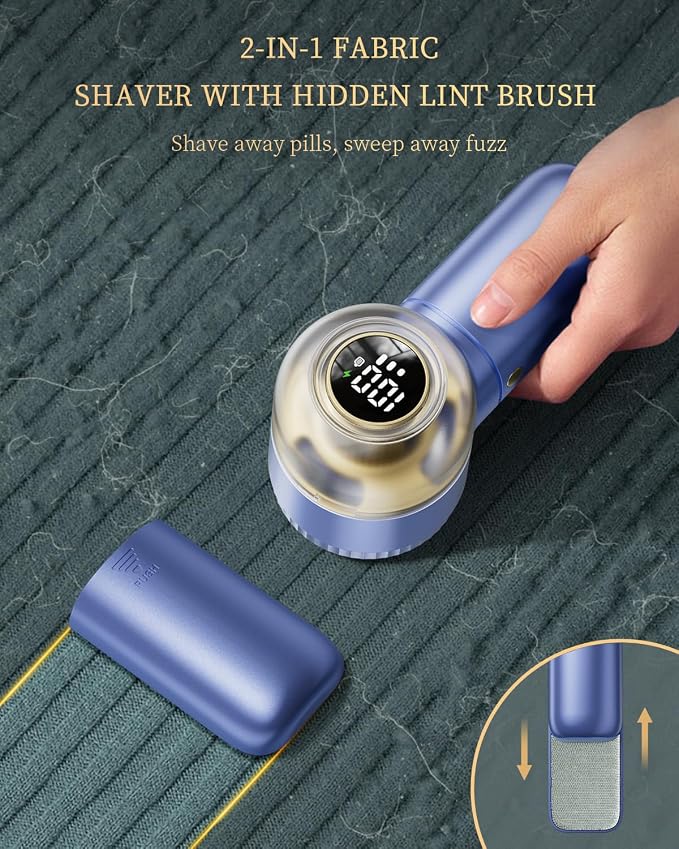 Fabric Shaver with Lint Brush, Large Lint Shaver with Digital Display, 3-Speeds - Image 4