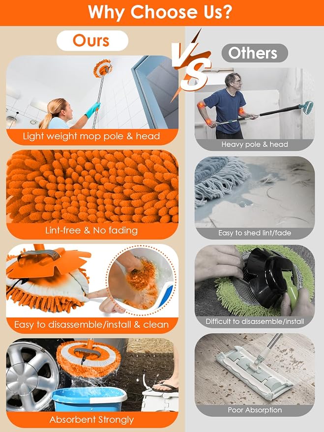 2 in 1 Lightweight Wall Cleaner Mop - Image 4