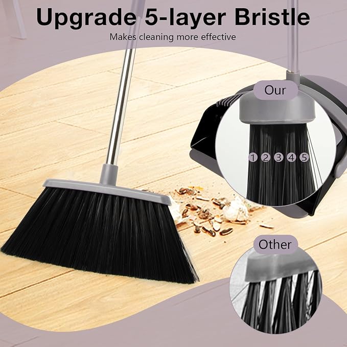 Broom and Dustpan Set, Long Handle Lightweight Dustpans - Image 4