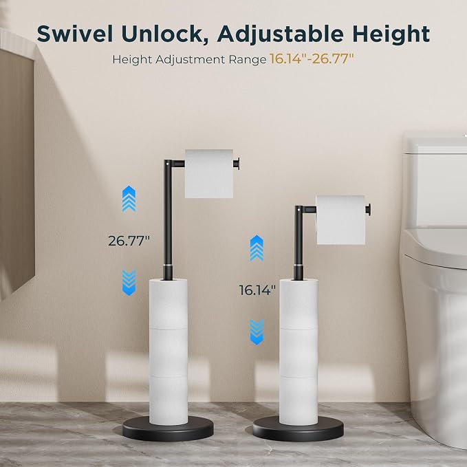 FORIOUS Toilet Paper Holder Stand Adjustable, Stainless Steel Freestanding - Image 2