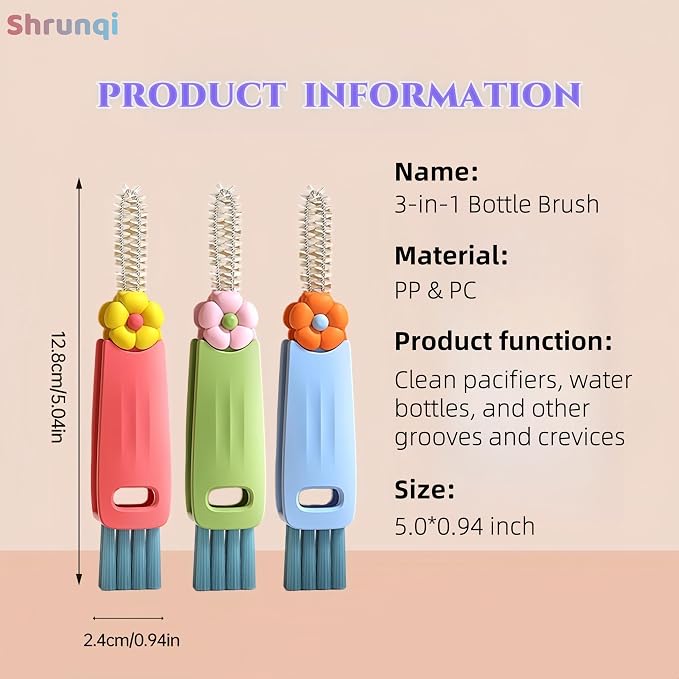 3 in 1 Cup Lid Cleaning Brush, 3 in 1 Multifunctional Cleaning Brush Portable - Image 6