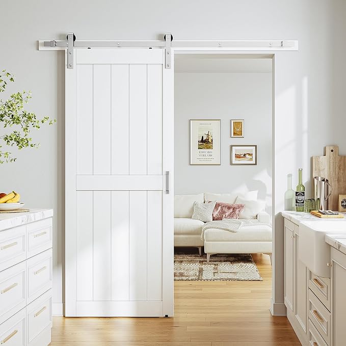 SmartStandard 36 x 84 inch White Sliding MDF Barn Door - Image 2