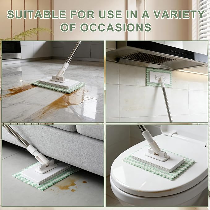 Disposable Dust Mop with 10 Reusable Cloths, Mini Foldable Mop, No-Touch Attach - Image 3
