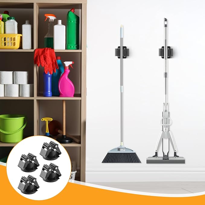 Magnetic Mop Broom Holder, D1.69” Strong Broom Mop Holder Wall Mount - Image 6