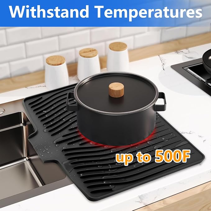 Silicone Dish Drying Mat for Kitchen Counter, Dish Drainer Mat, Non-Slip Drying - Image 5