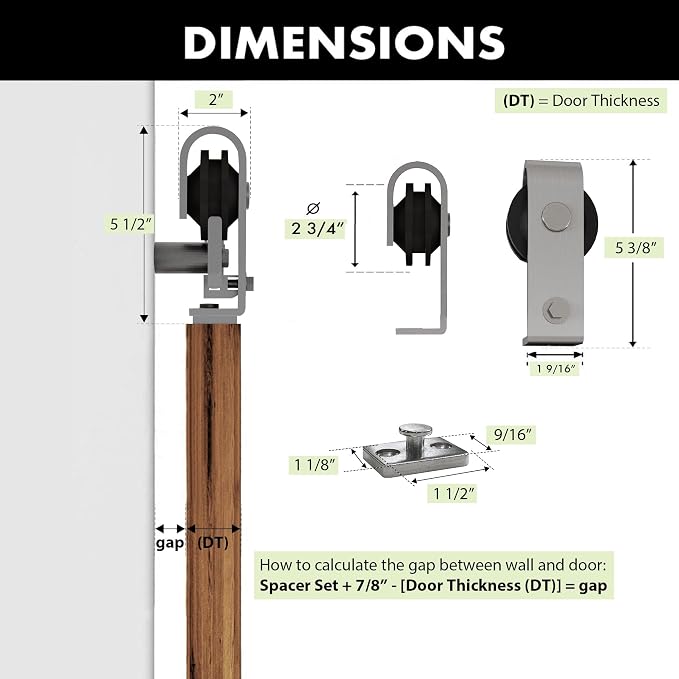Homacer 33in Brushed Nickel Top Mount Bi-Folding Sliding Barn Door Hardware Kit - Image 6