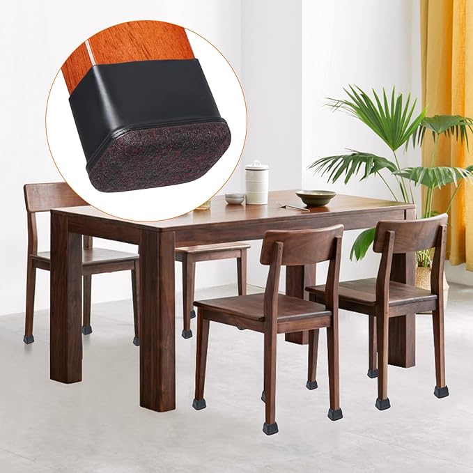 Ezprotekt 16 Pcs Rectangle Silicone Chair Leg Floor Protectors, Felt Rectangle - Image 6